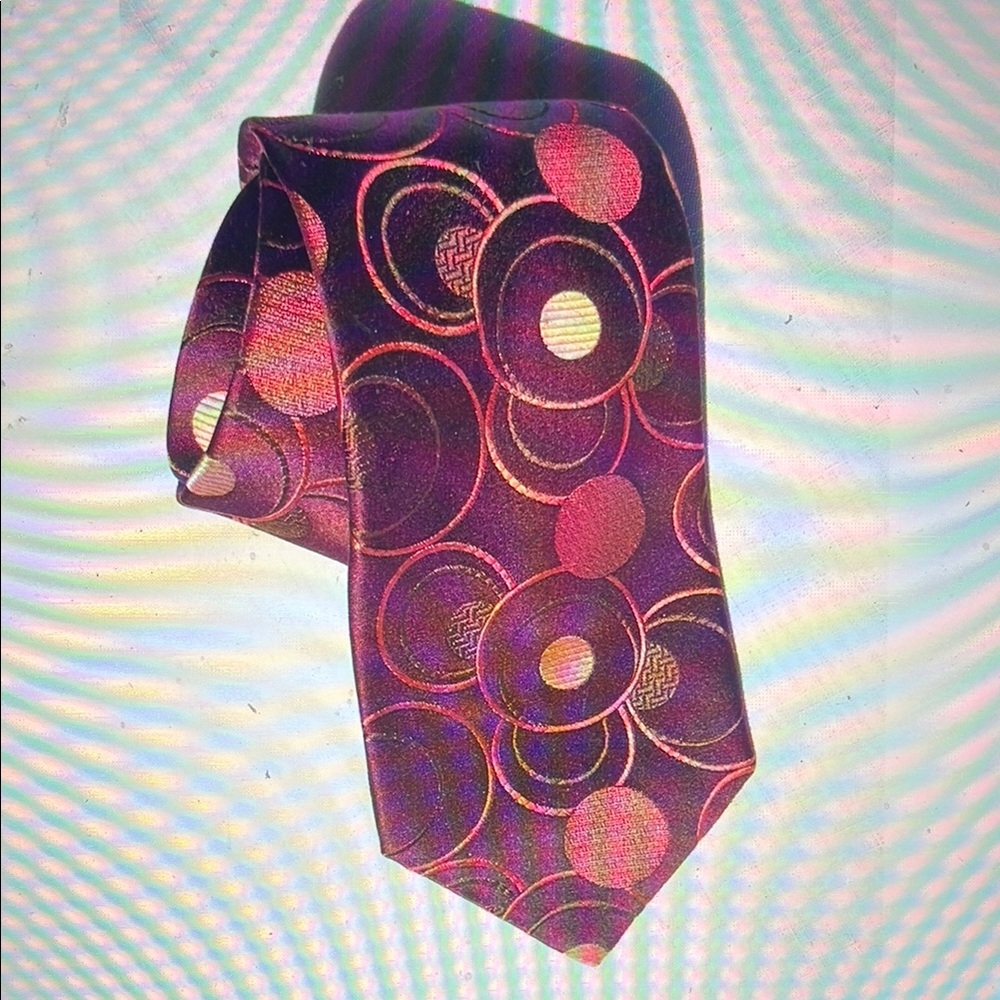 Ted Baker Men’s Abstract Circle Print Multicolor Silk Tie Made in USA